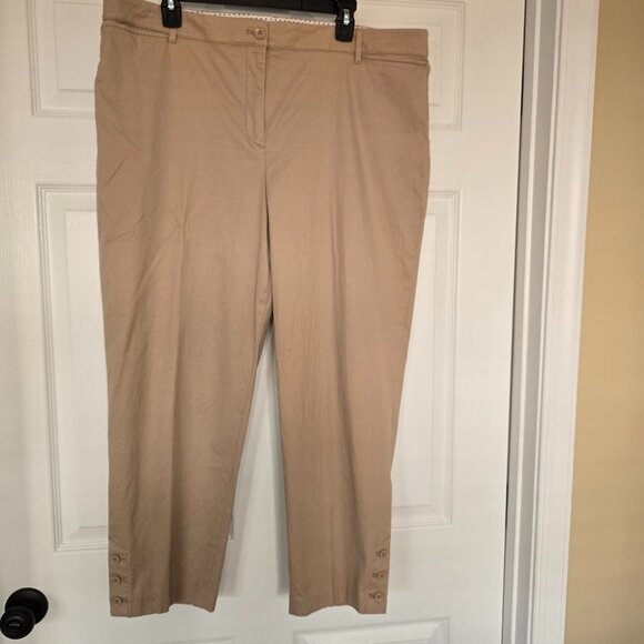 Talbots Perfect Crop Pants Tan Flat Front Size 18 - Picture 1 of 8